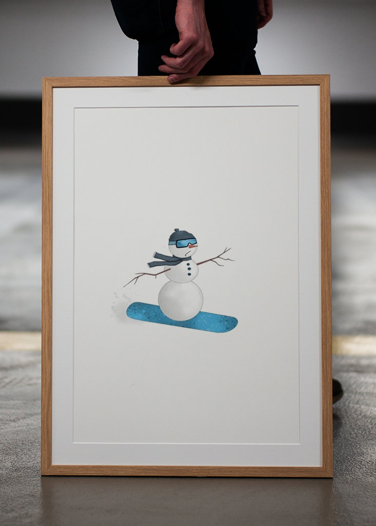 Snowboard Schneemann 