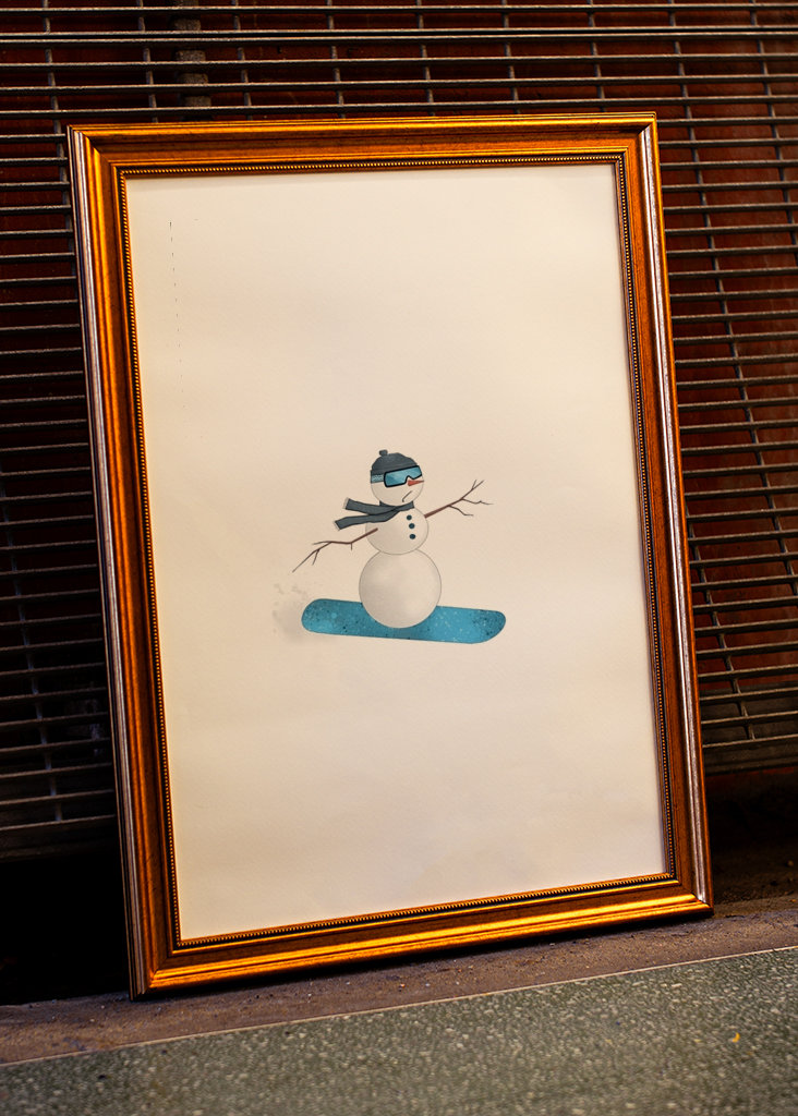 Snowboard Schneemann 