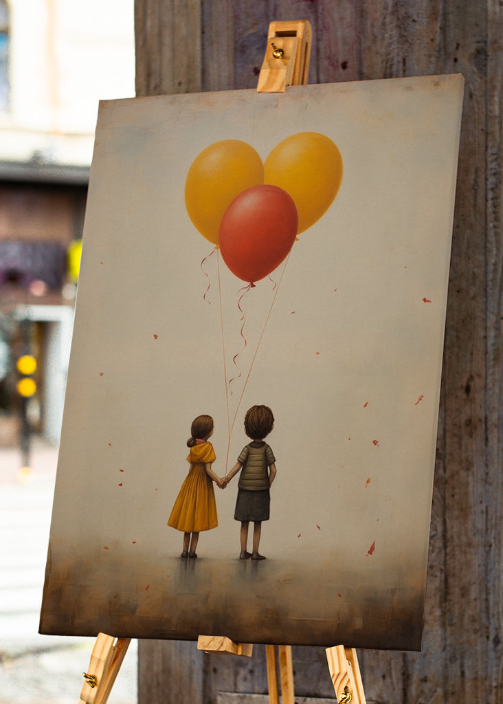 boy and a girl with balloons