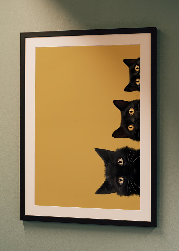 Drei schwarze Katzen. Neugier