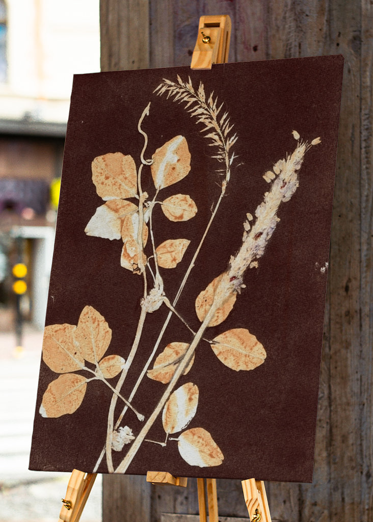 Botanical leaves brown ocre