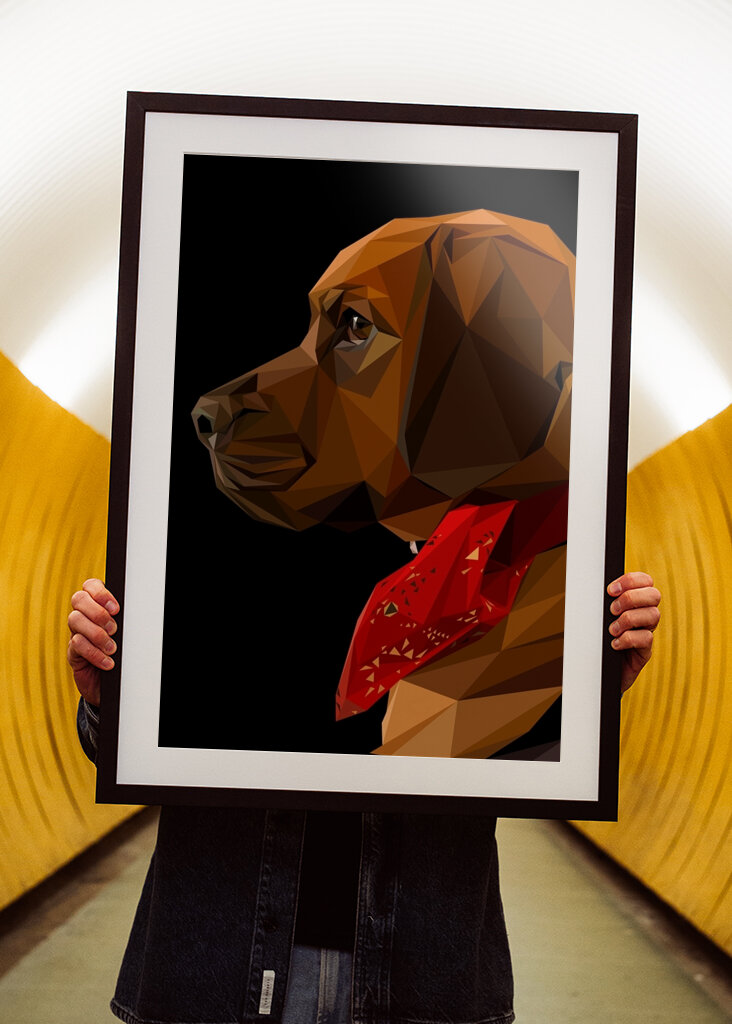 Červený šátek hnědý pes