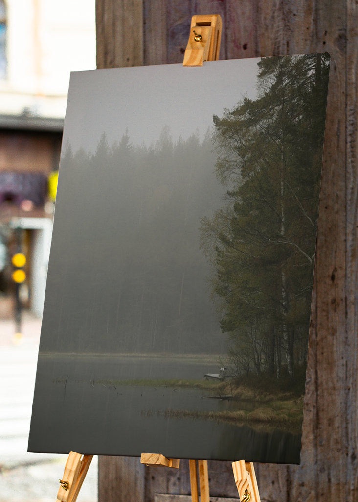 Mlhavý den u jezera