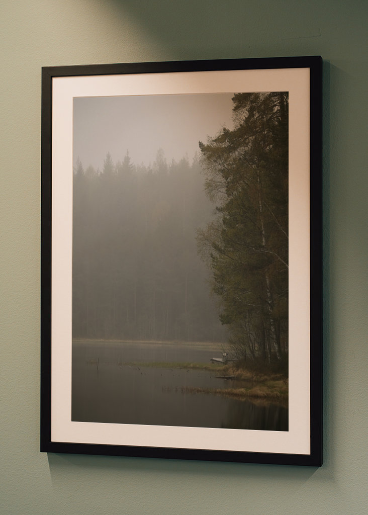 Mlhavý den u jezera