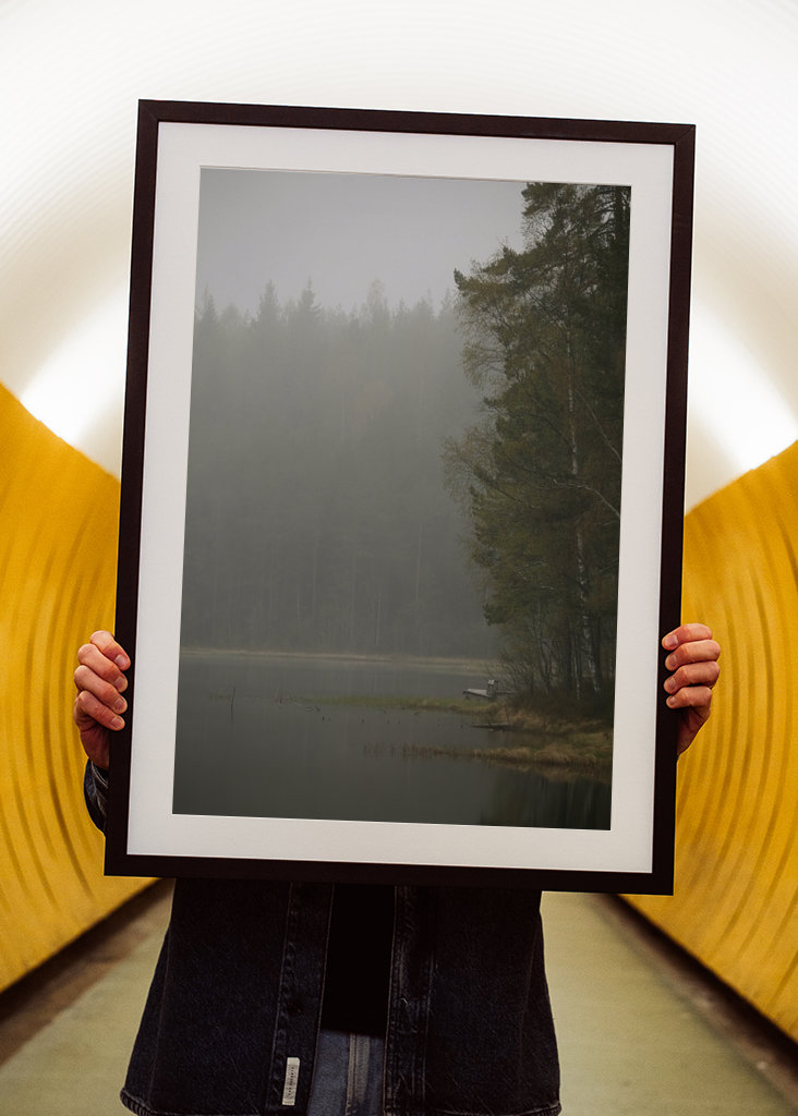 Mlhavý den u jezera