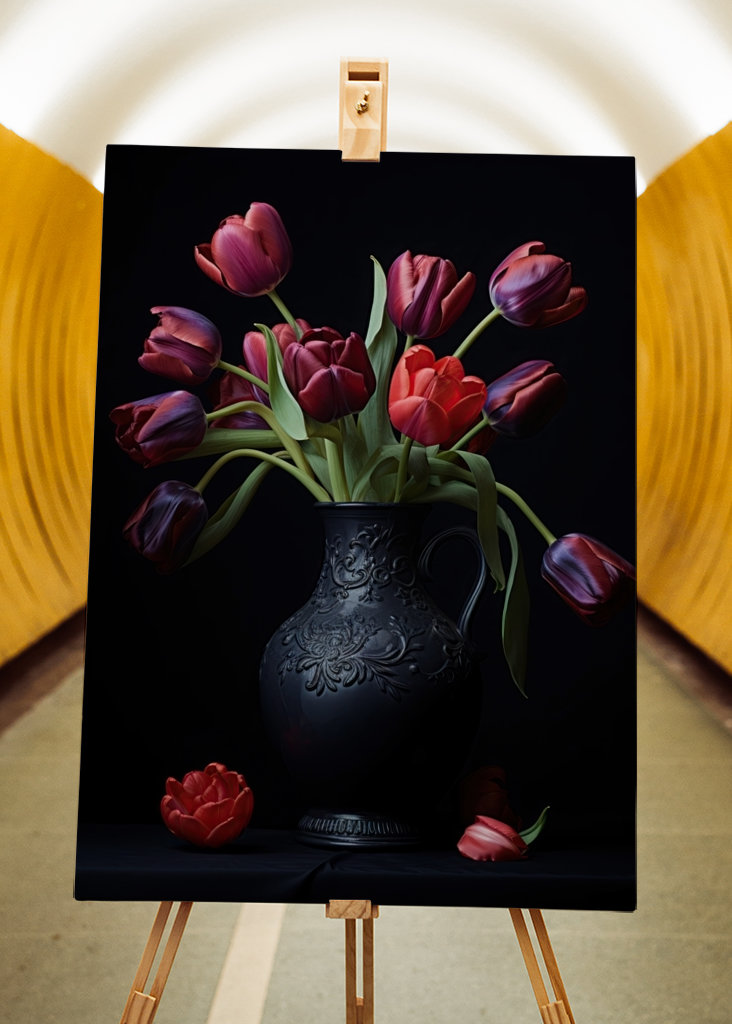 Colourful Tulips in a Vase