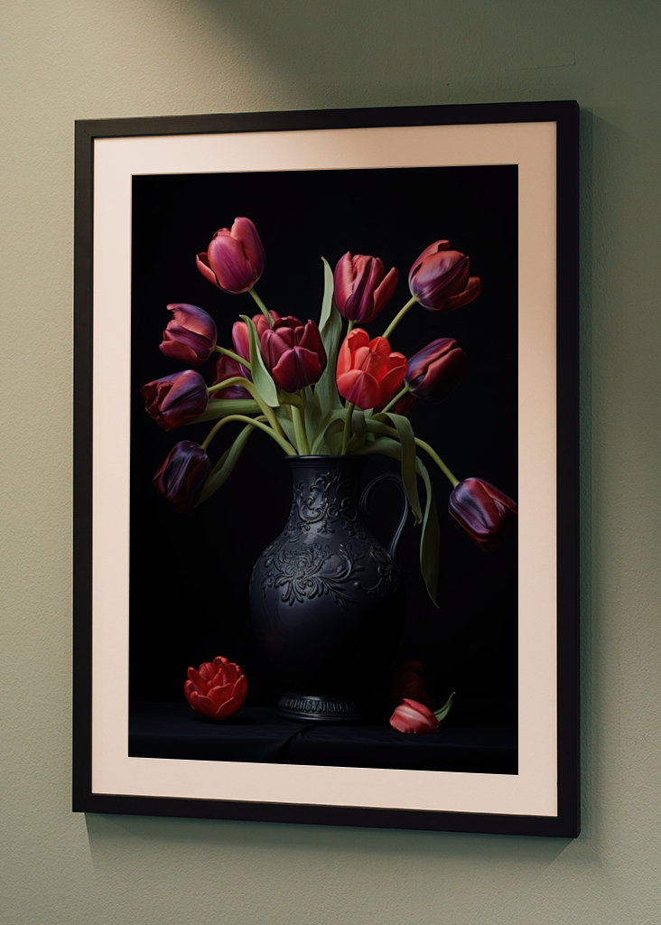 Colourful Tulips in a Vase