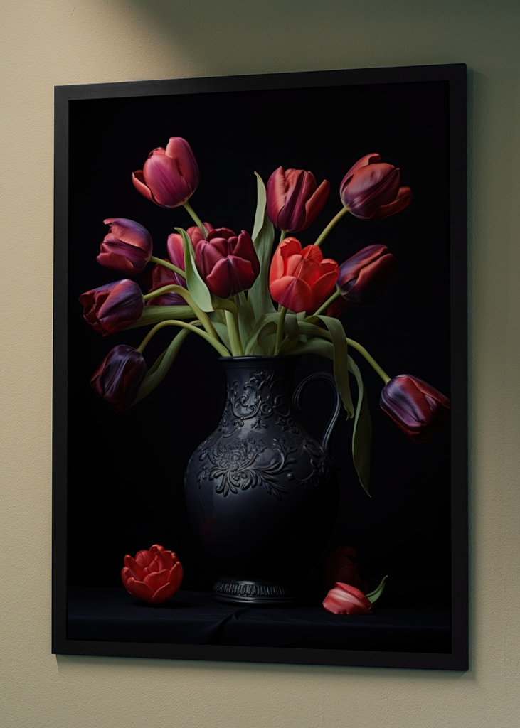 Colourful Tulips in a Vase