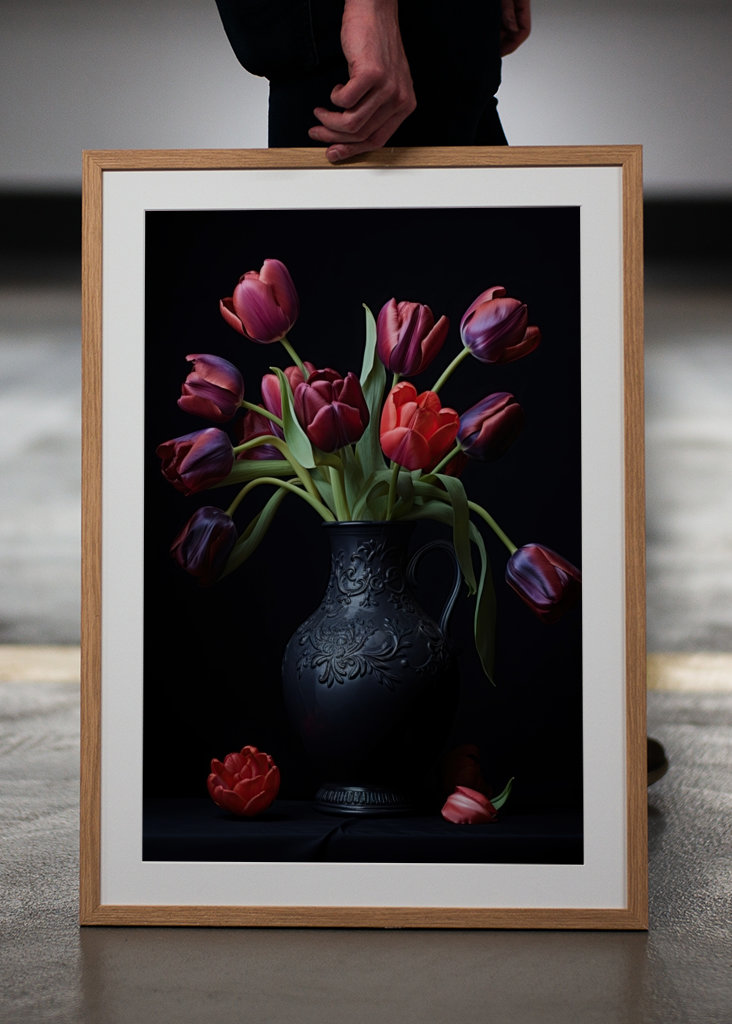Colourful Tulips in a Vase
