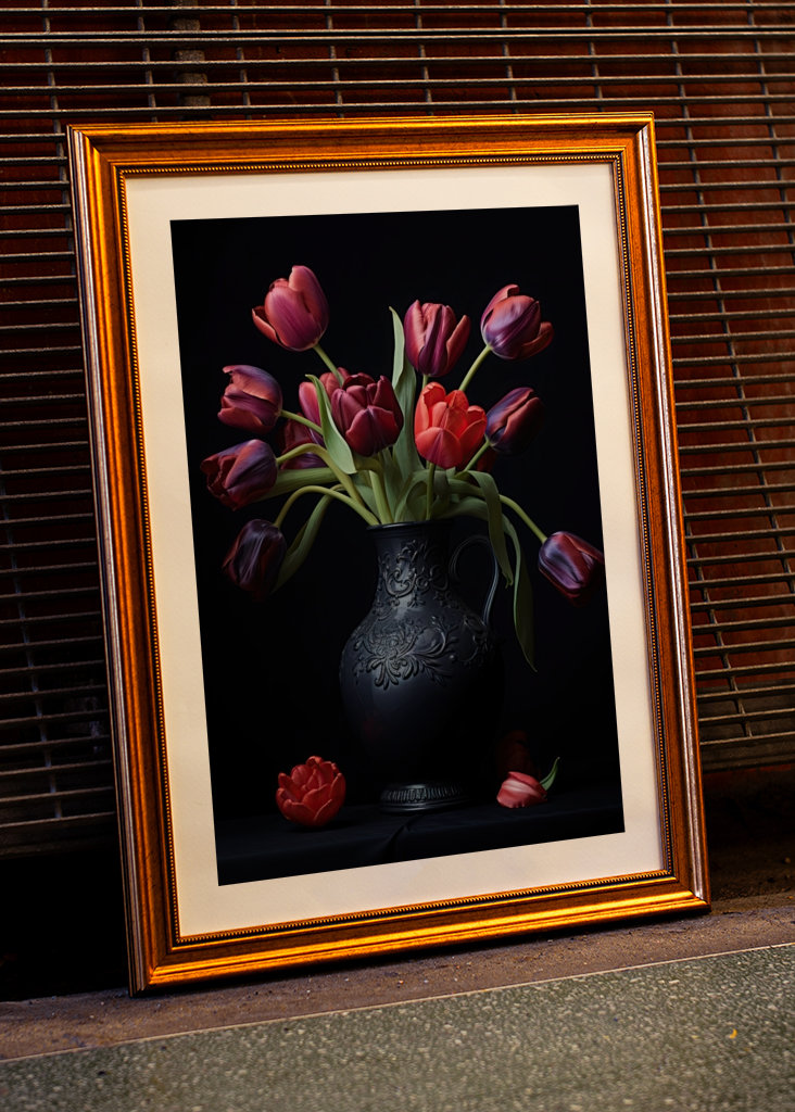 Colourful Tulips in a Vase