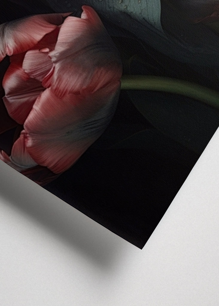 Roze Groene Tulpen op Zwarte