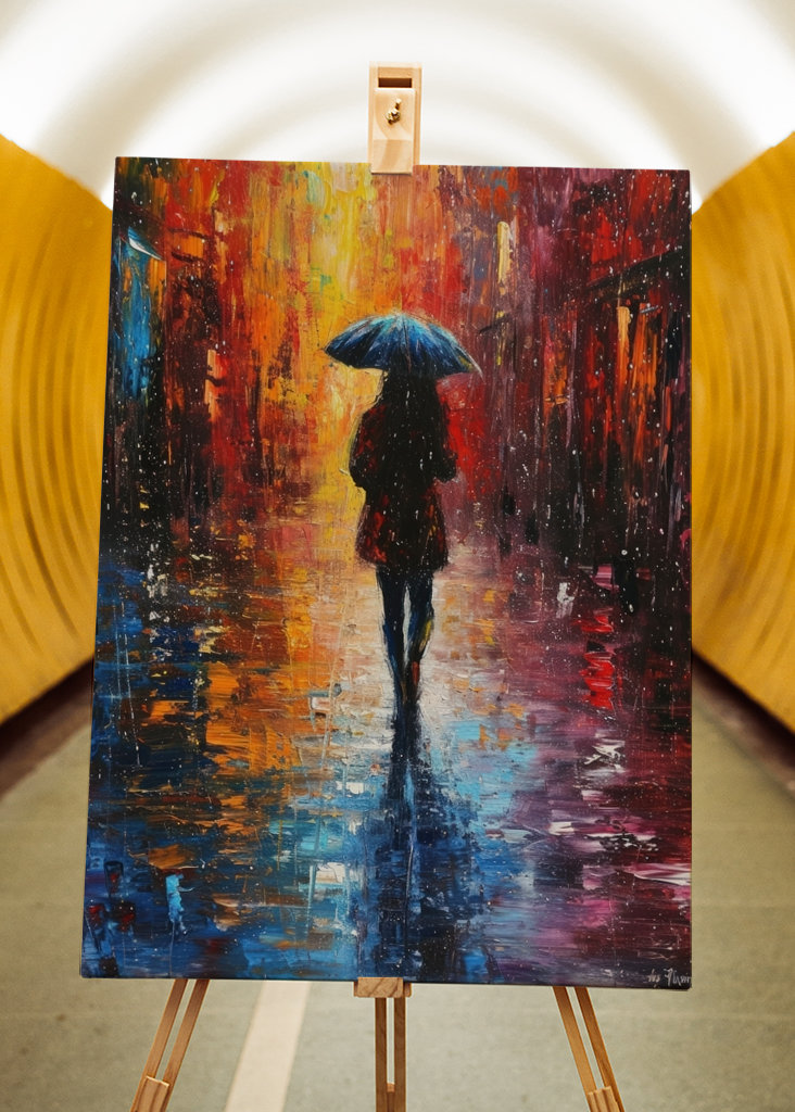 Donna sotto la pioggia