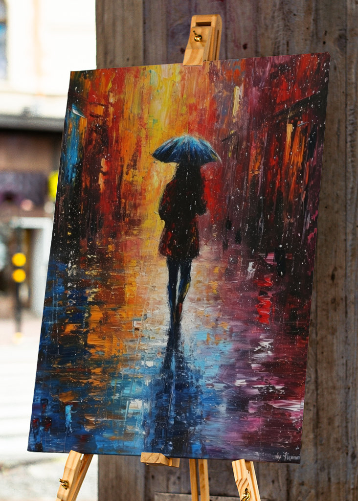 Donna sotto la pioggia