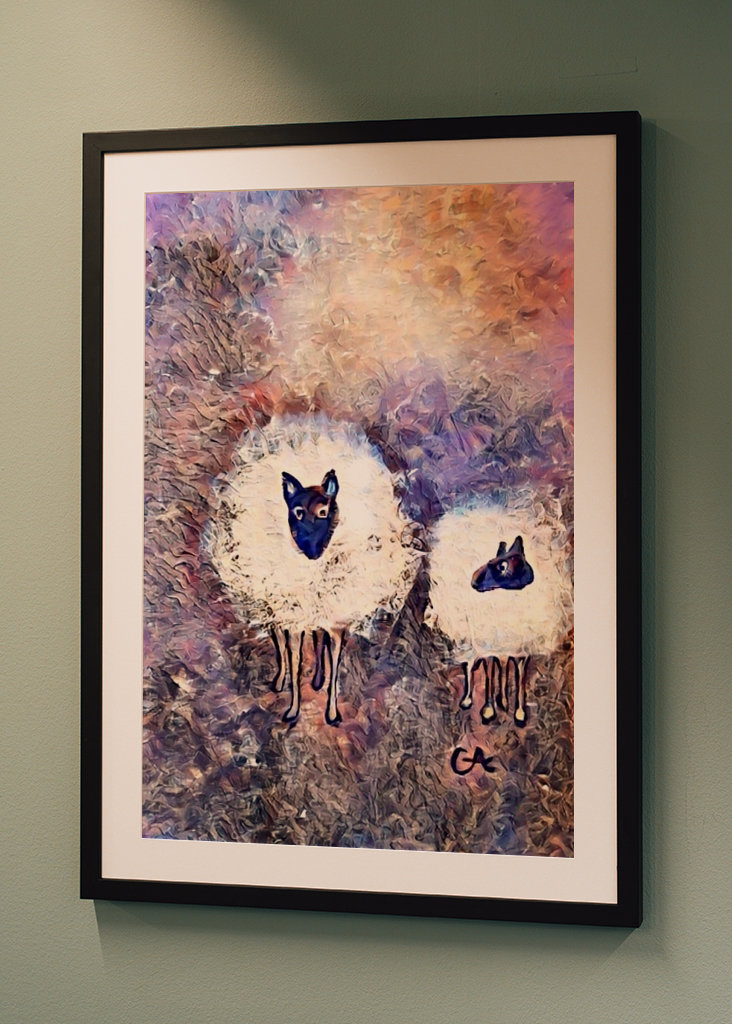 Sheep in a colorful pasture