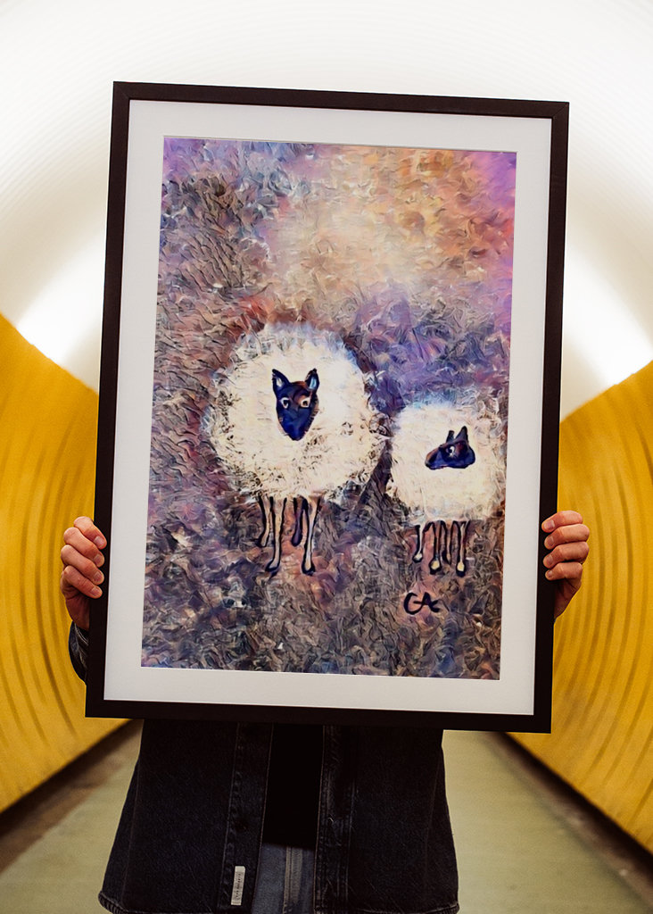 Sheep in a colorful pasture