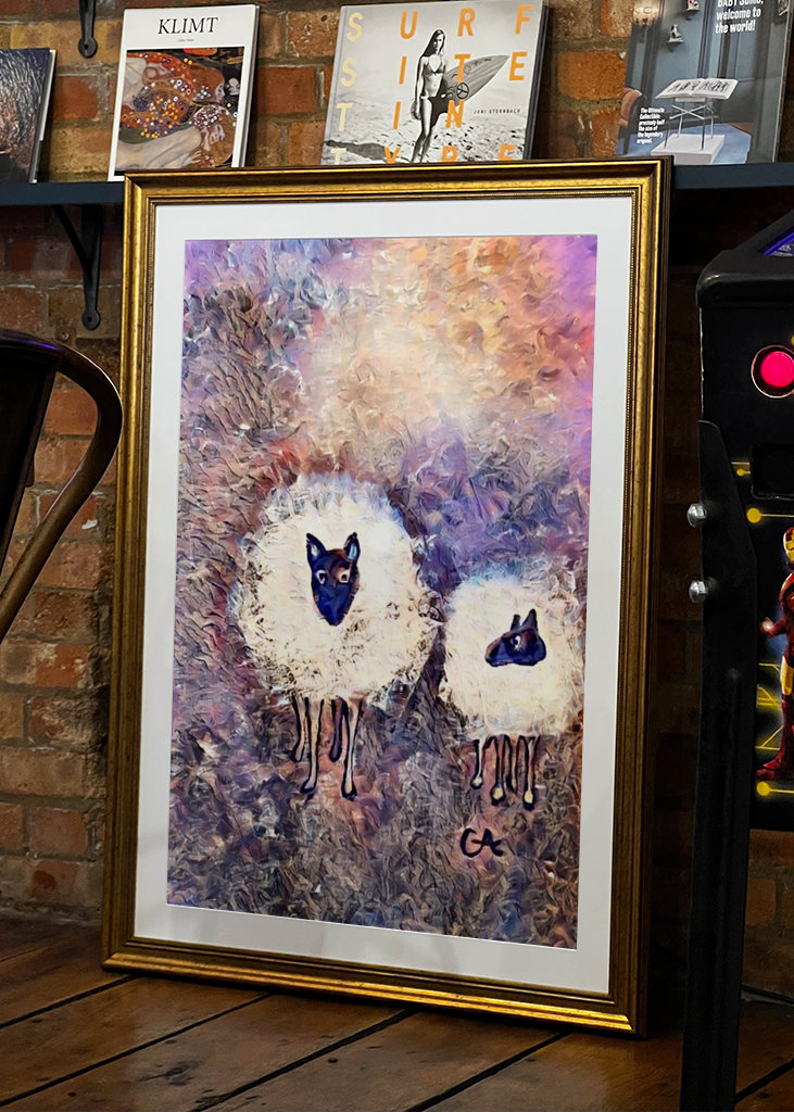 Sheep in a colorful pasture