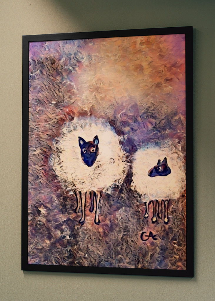 Sheep in a colorful pasture