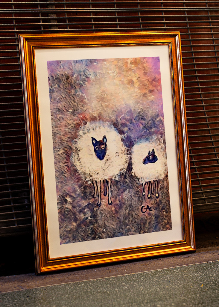 Sheep in a colorful pasture