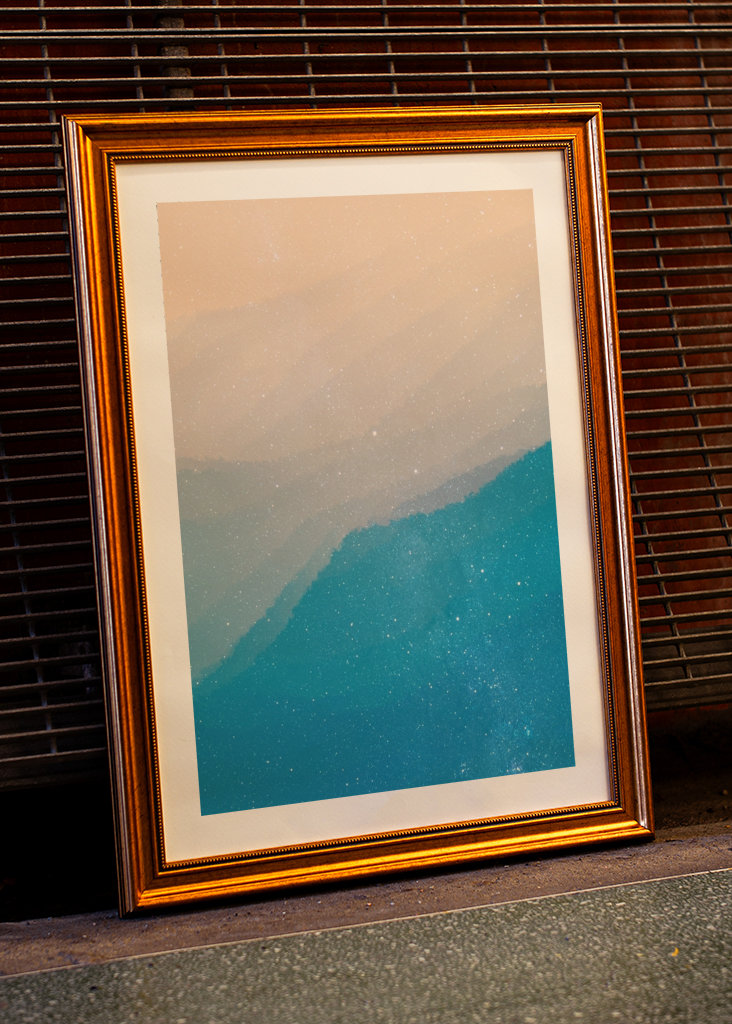 water color blue and warm sky 