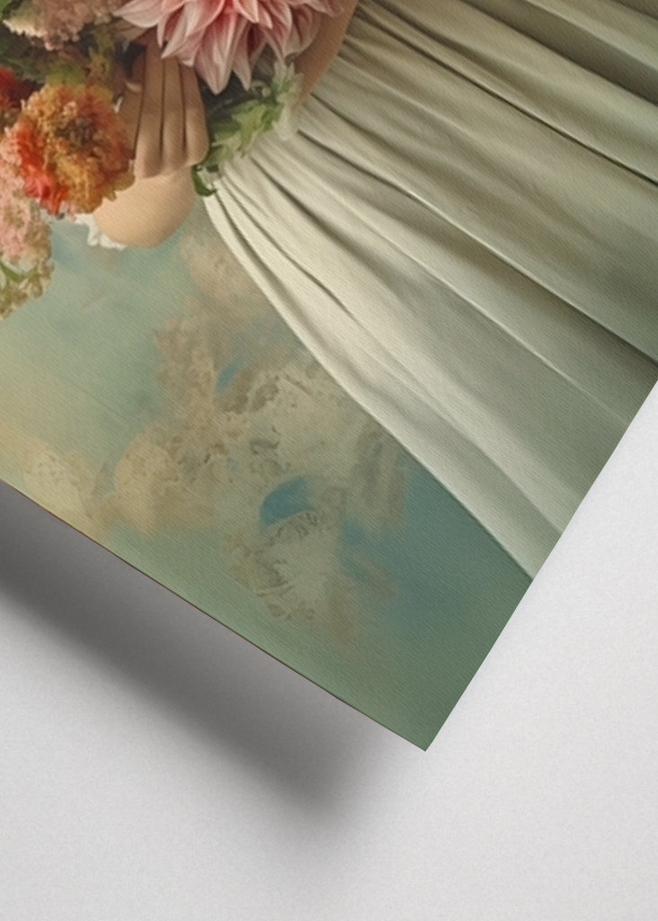 "Dahlias in Vintage Green"