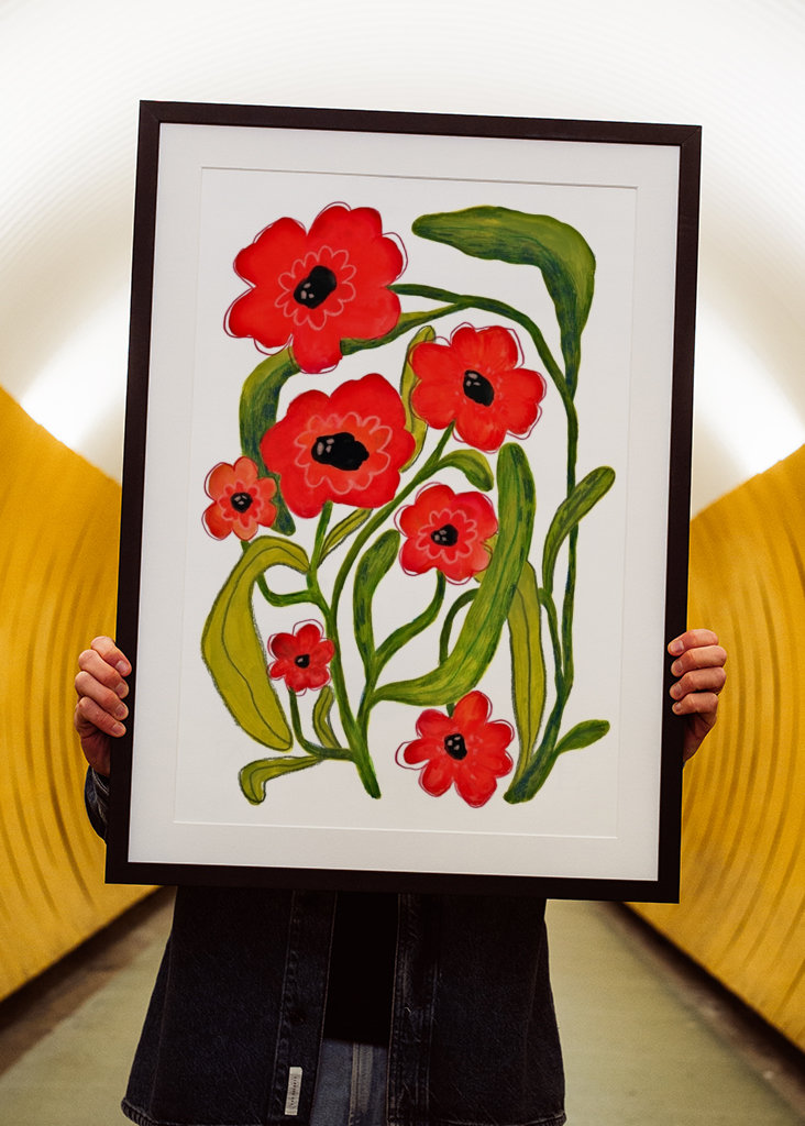 Whimsical Summer Red Poppies