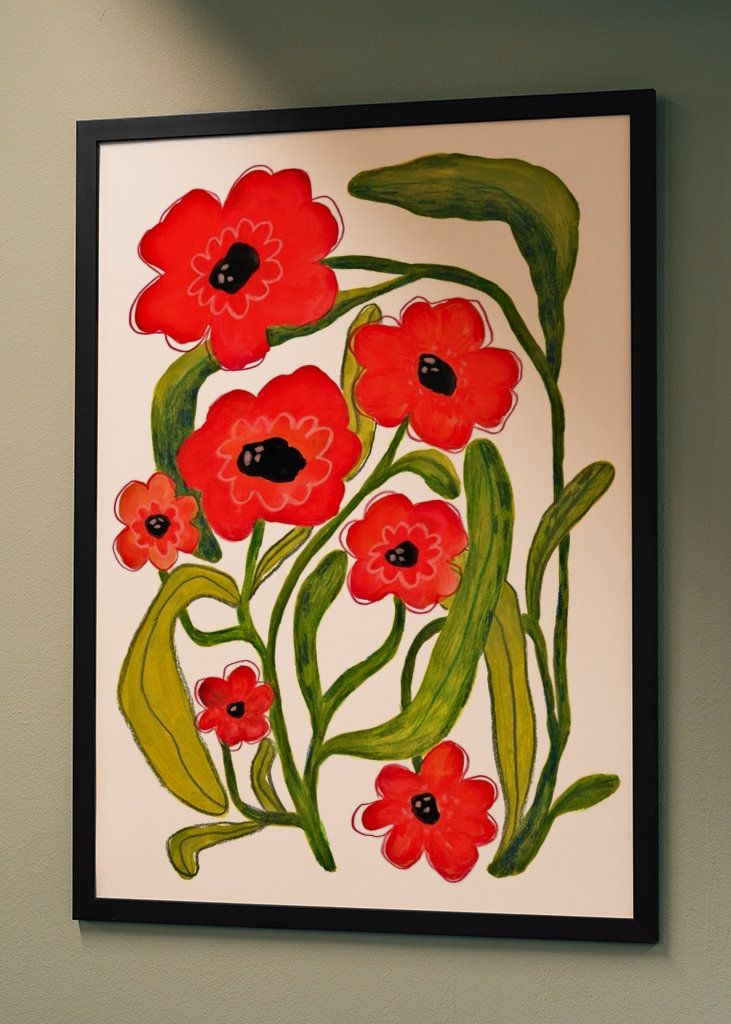 Whimsical Summer Red Poppies