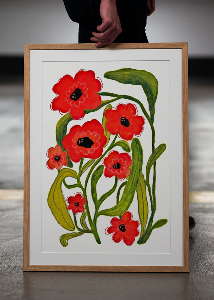 Whimsical Summer Red Poppies