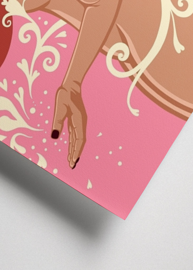 Woman with love message, Pink