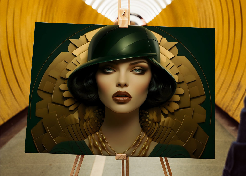 Green Lady with Hat - Portrait