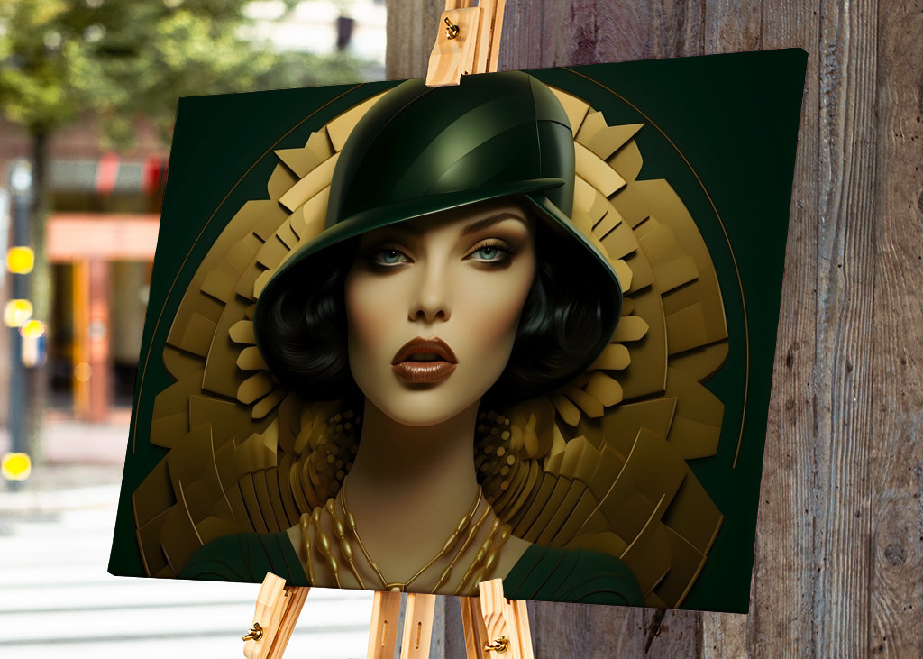Green Lady with Hat - Portrait