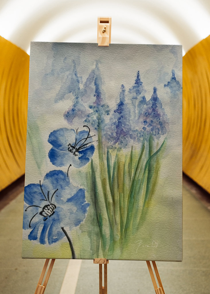 Blue flowers - watercolour