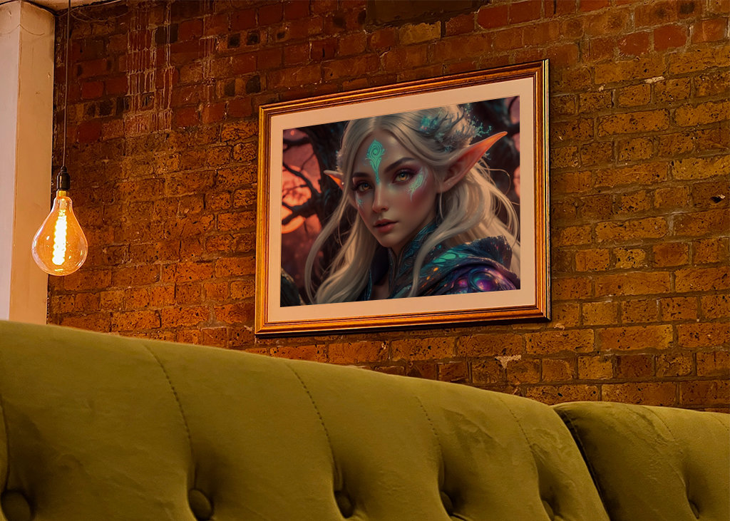 Elfo del bosque rubio en la luna de sangre