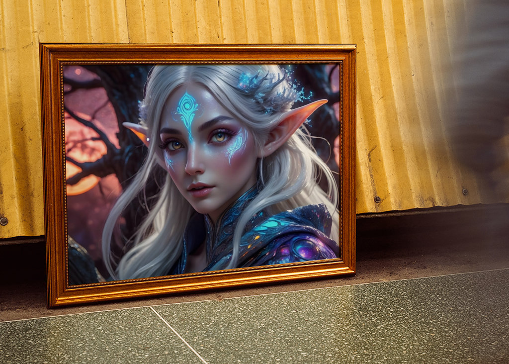 Elfo del bosque rubio en la luna de sangre