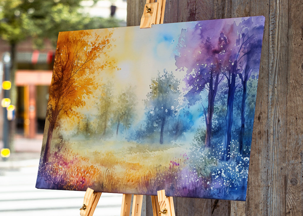 spring forest in watercolor