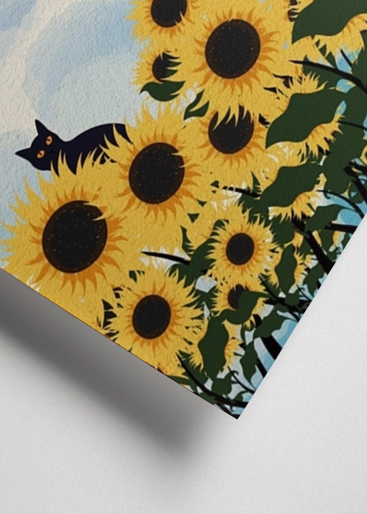 Campo di gatti e girasoli