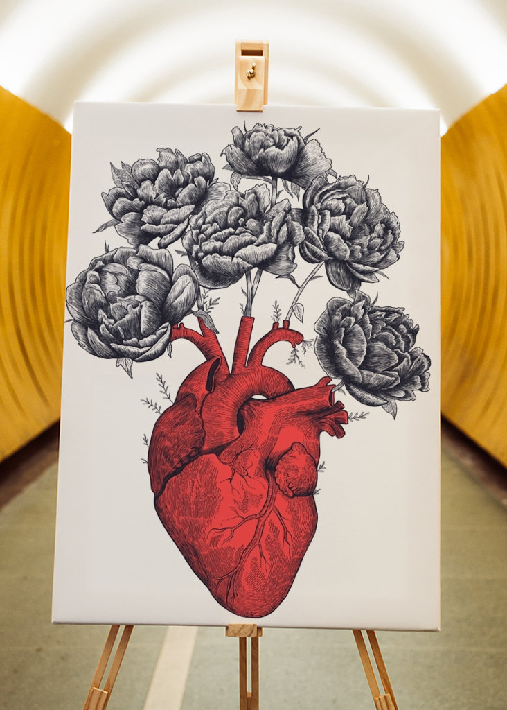 Herz mit Pfingstrosen