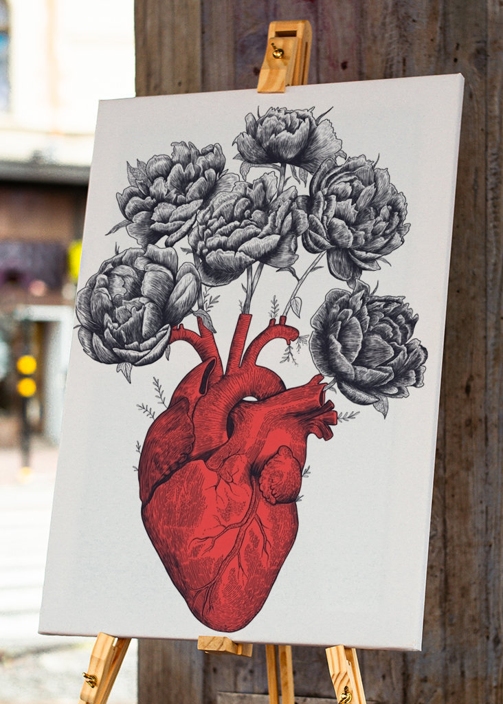 Herz mit Pfingstrosen