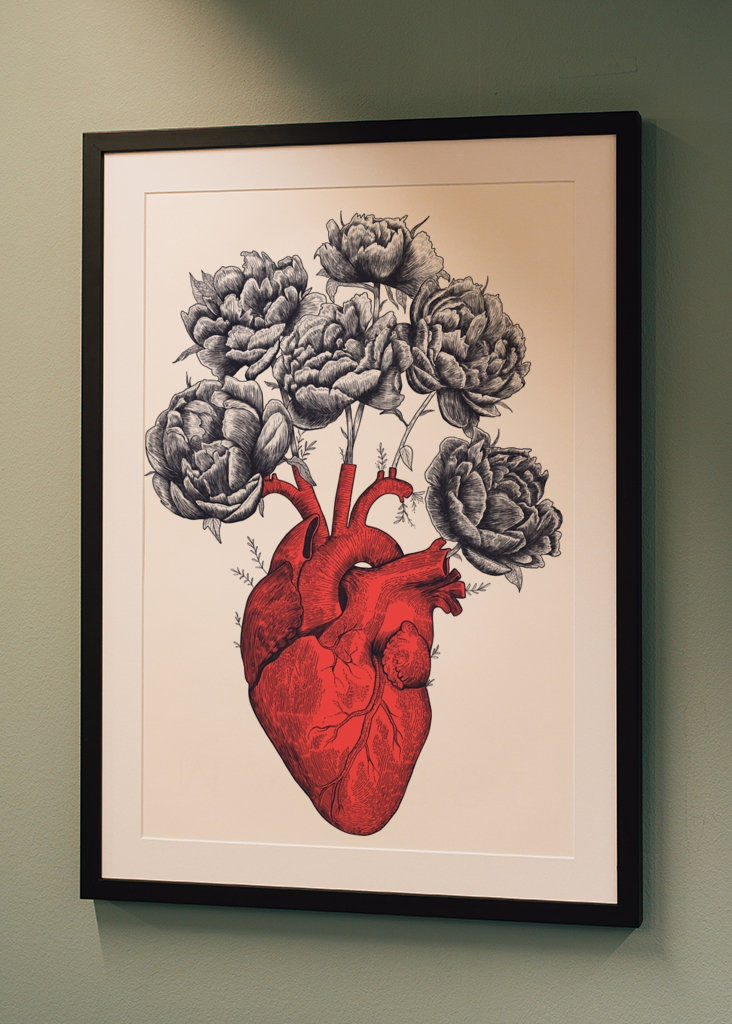 Herz mit Pfingstrosen