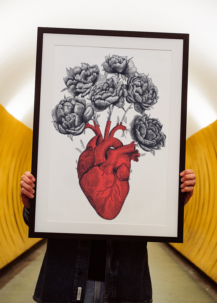 Herz mit Pfingstrosen