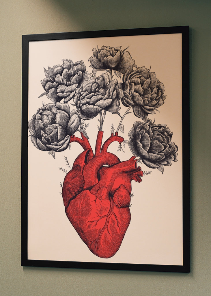 Herz mit Pfingstrosen