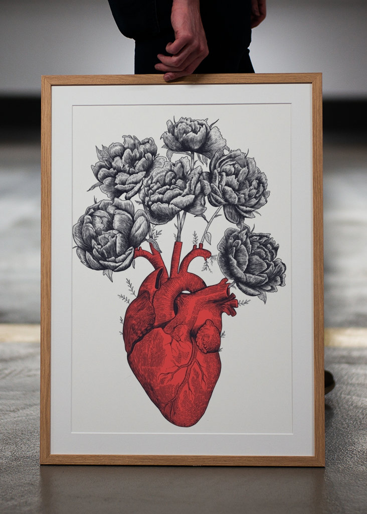 Herz mit Pfingstrosen