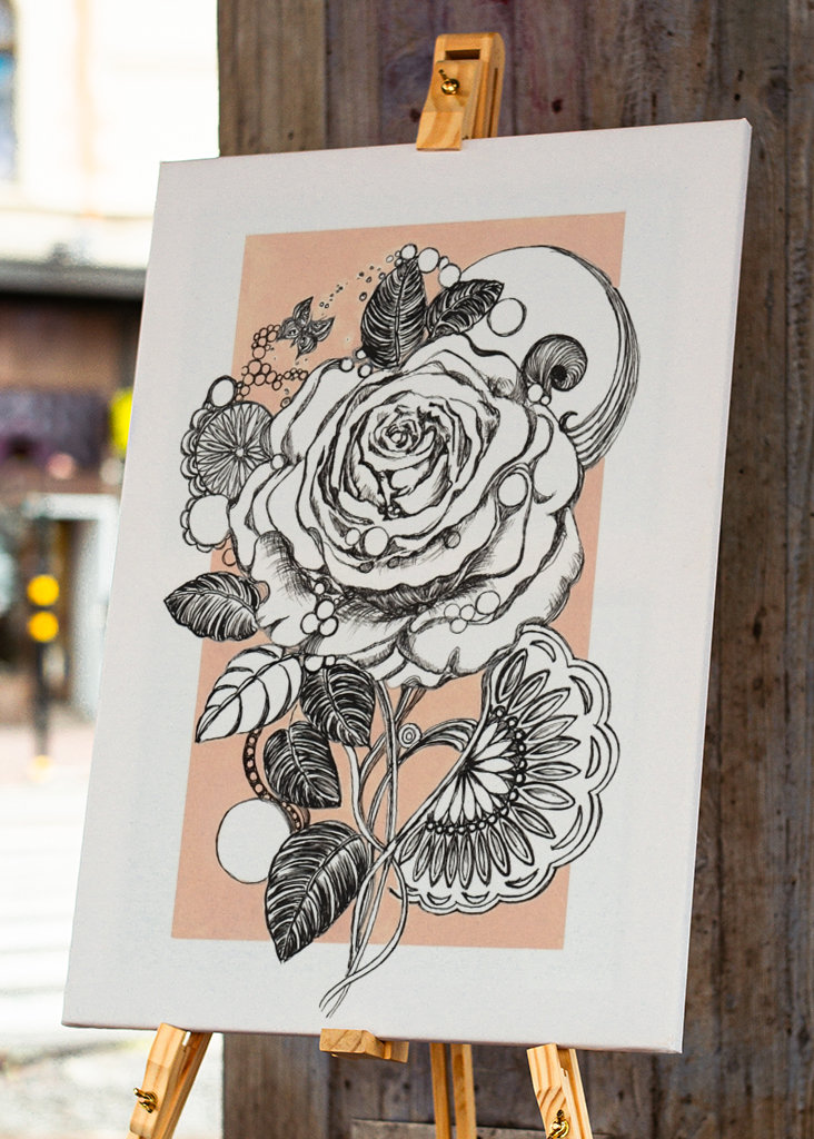 White rose and butterfly