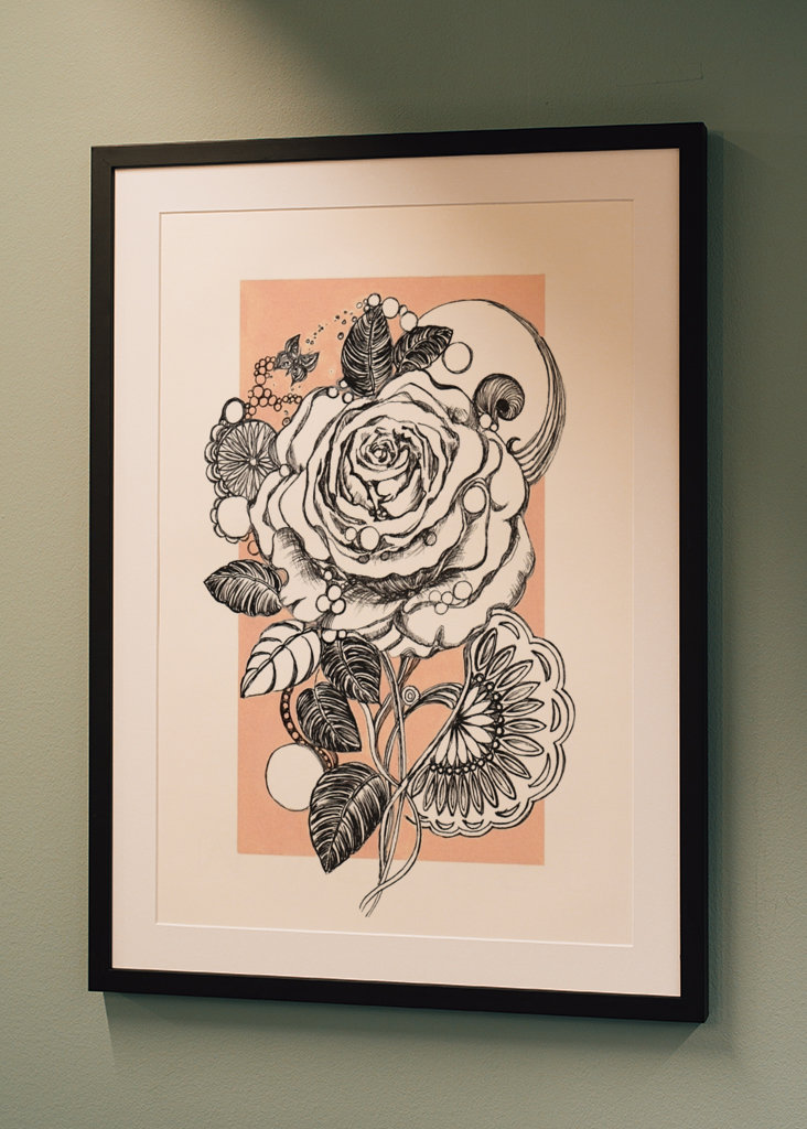 White rose and butterfly