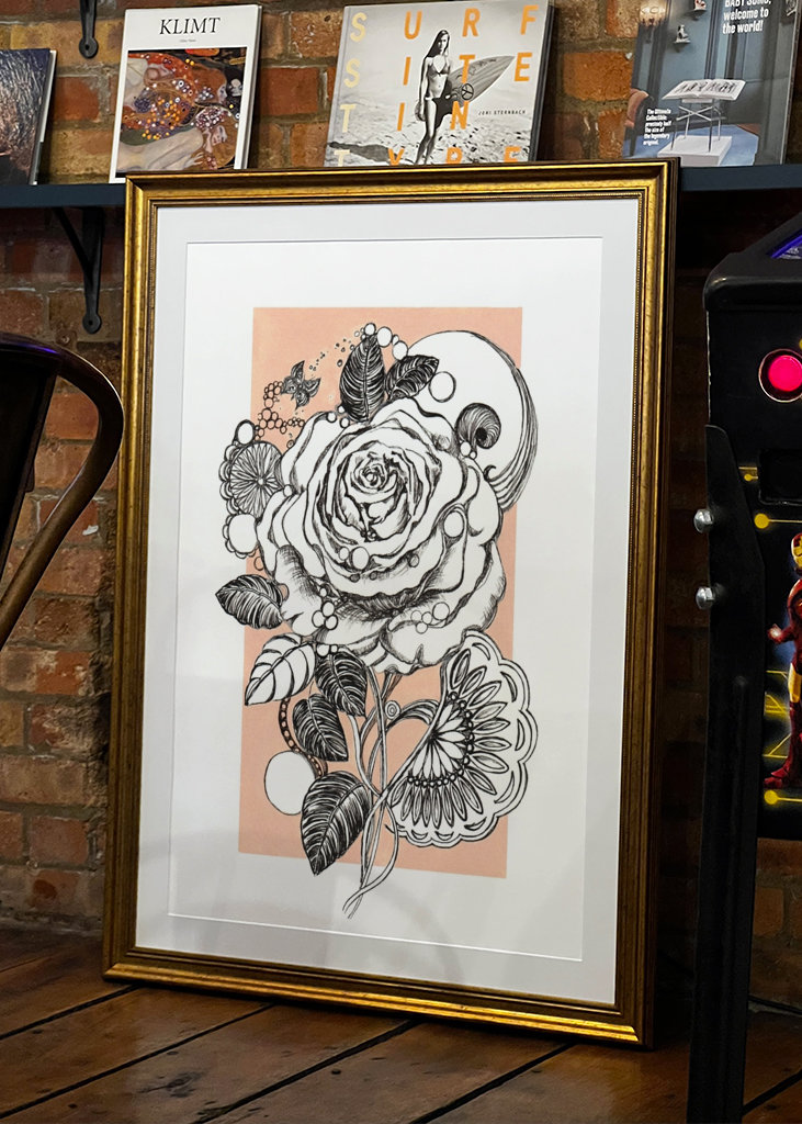 White rose and butterfly