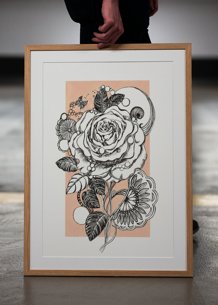 White rose and butterfly