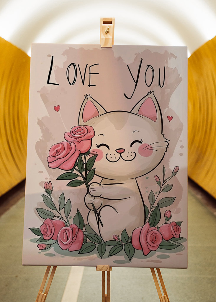 Happy Valentines Day Cute Cat