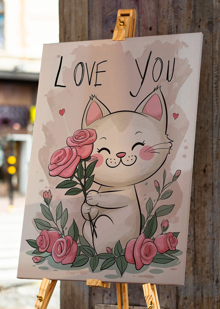 Happy Valentines Day Cute Cat