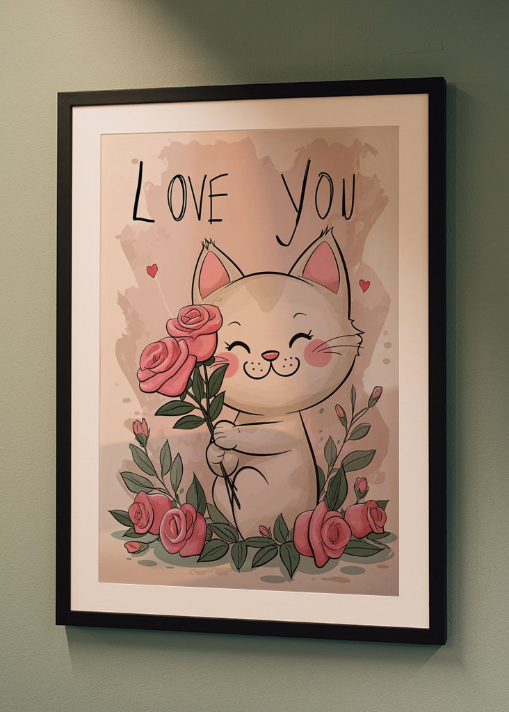 Happy Valentines Day Cute Cat