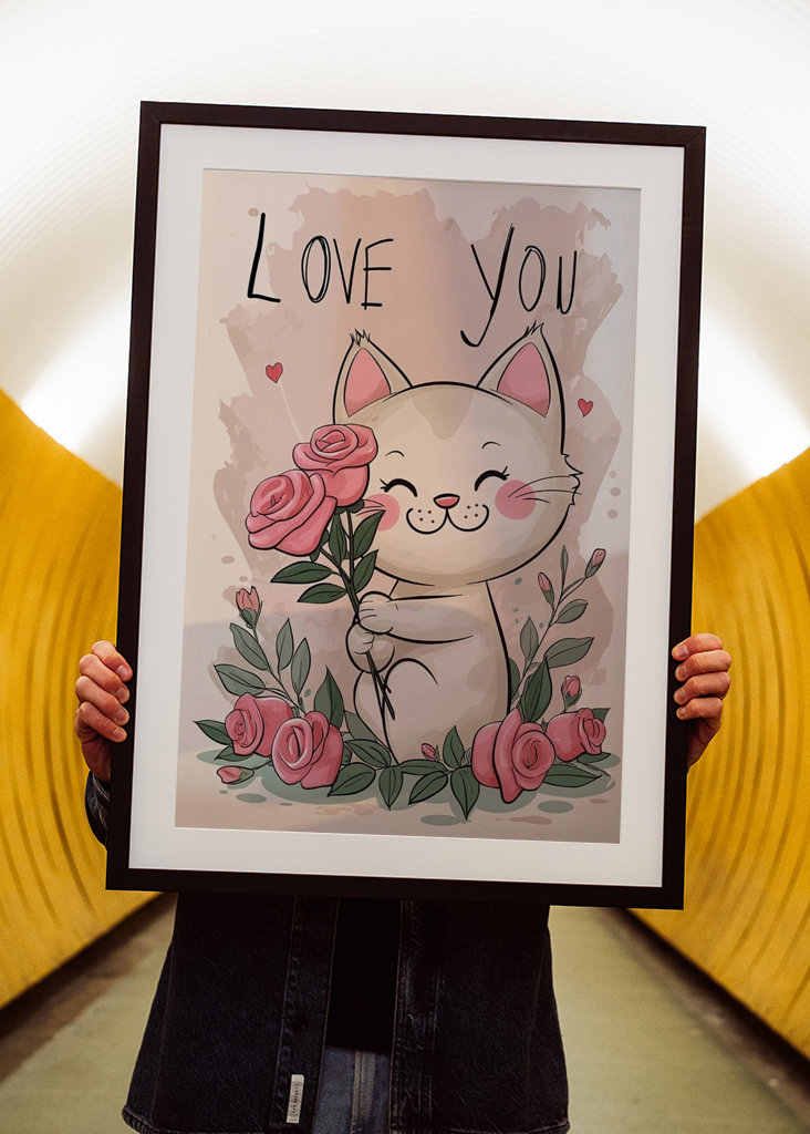 Happy Valentines Day Cute Cat