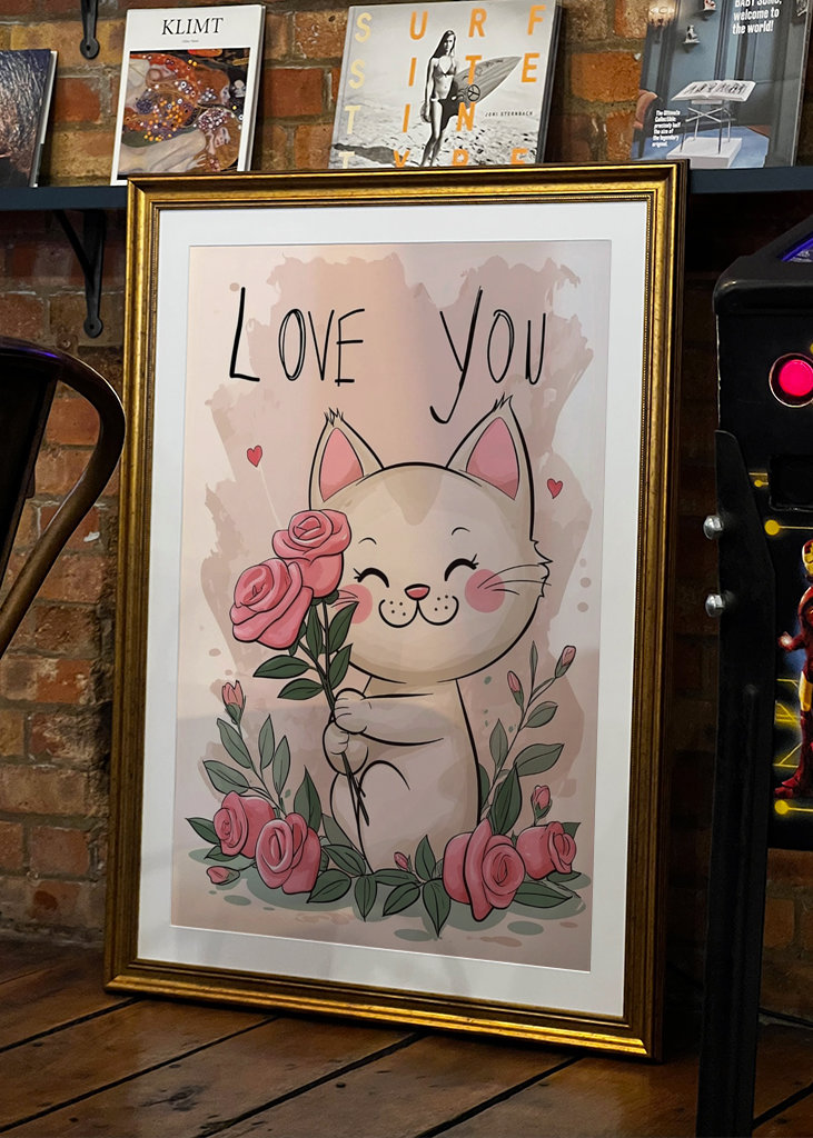 Happy Valentines Day Cute Cat